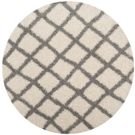 Safavieh 6 x 6 ft. SGD-Dallas Shag Power Loomed Round Area Rug; Ivory & Grey SGDS258F-6R